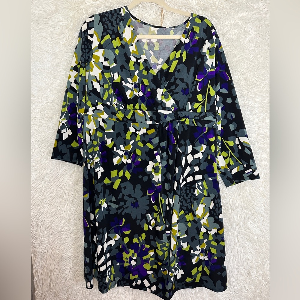 Liz Lange Maternity Dress Floral Geometric long sleeve Size XXL